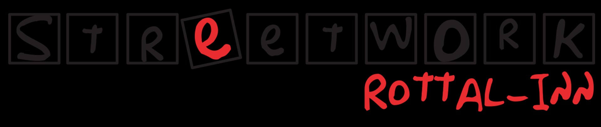 Logo von Streetwork Rottal-Inn: Die Buchstaben Streetwork sind in schwarzen Quadraten, die Schrift des Logos ist in schwarz und rot auf weißem Hintergrund. 
